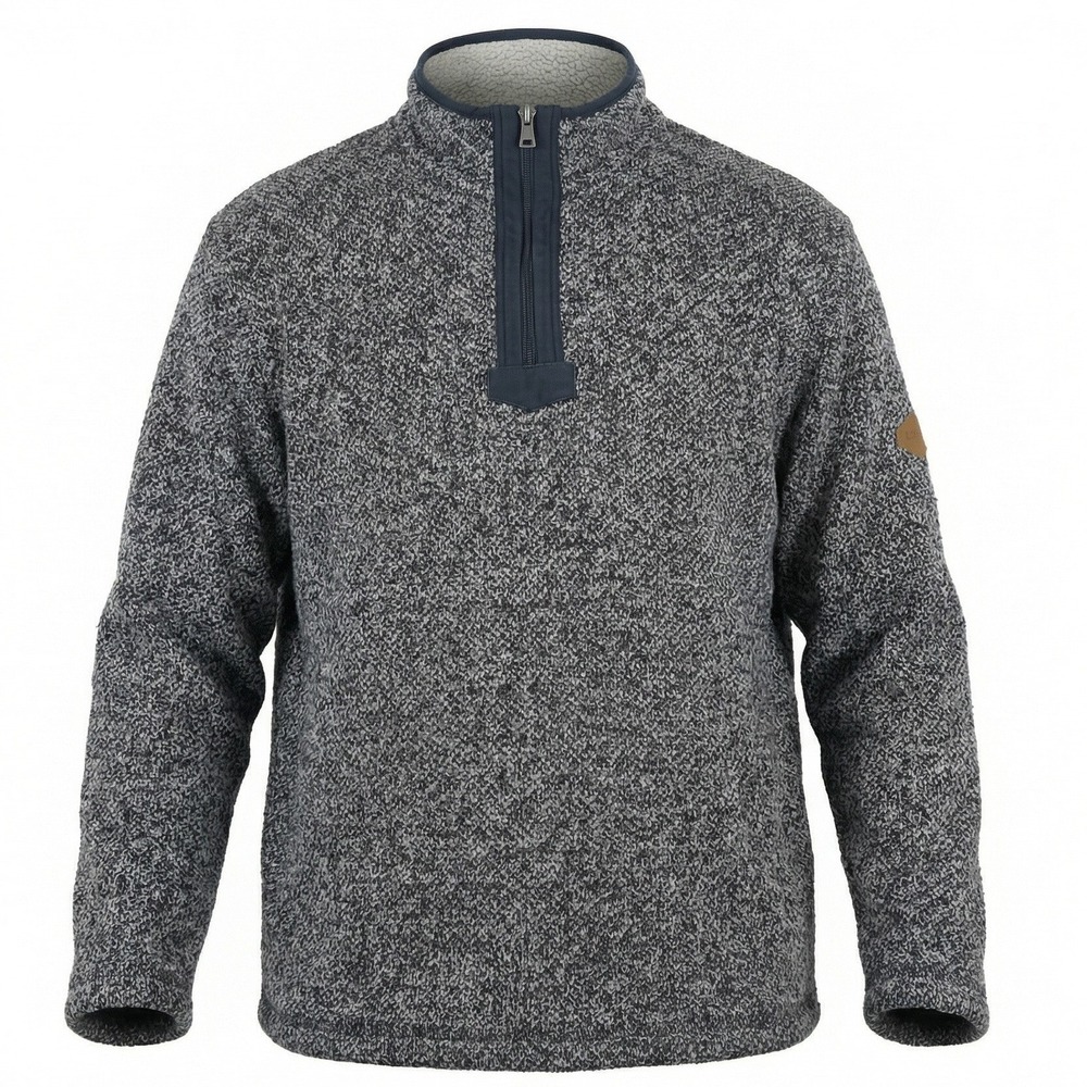 Orvis‎ Quarter Zip Pullover Men XL Gray Sherpa Lined Knit Sweater 1247213